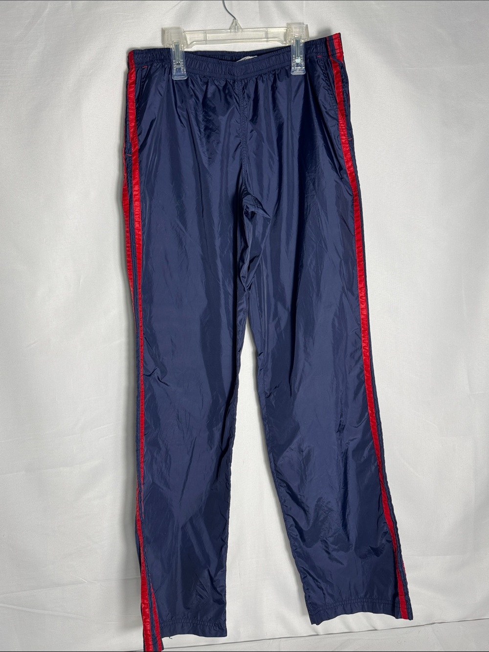 Tommy Hilfiger Vintage Men's Navy Track Pants with Red Side Stripes Medium